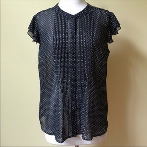 💐Covington Black/White Polka Dot Pintuck Blouse💐